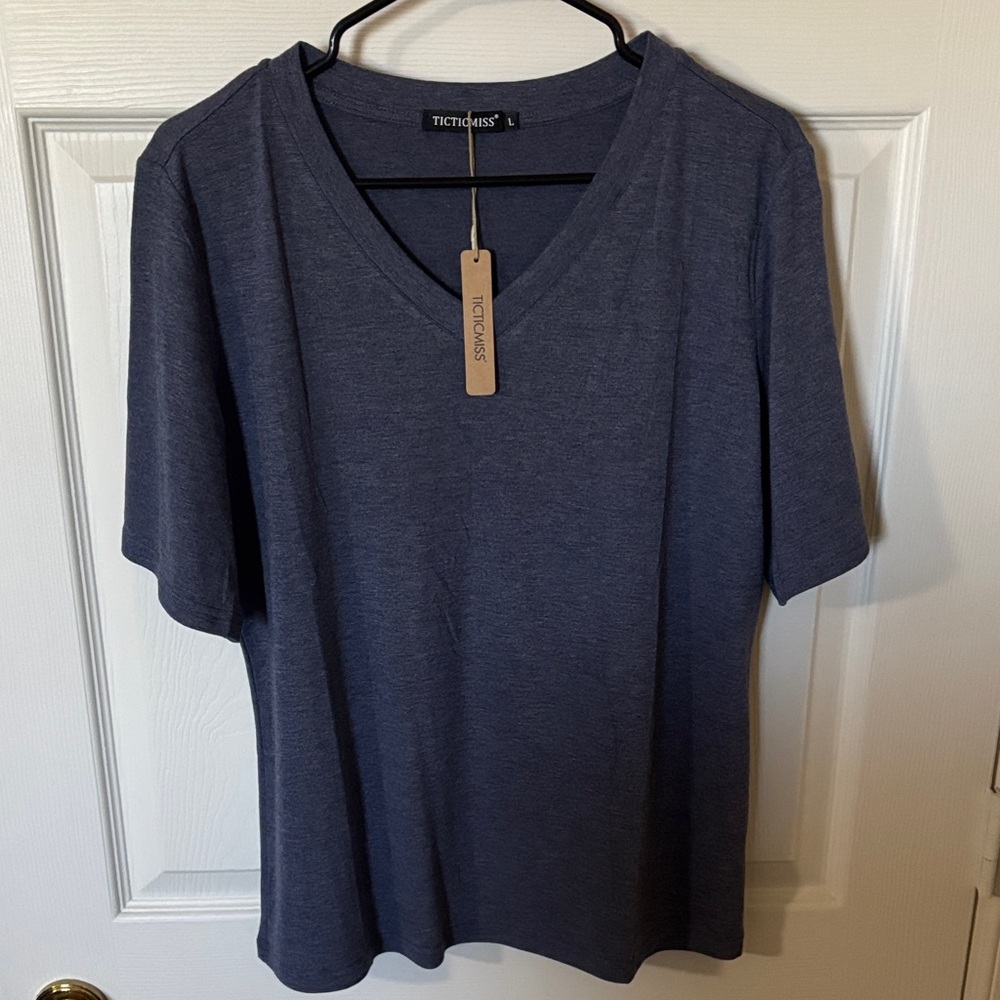 Blue Short Sleeve Women's Top